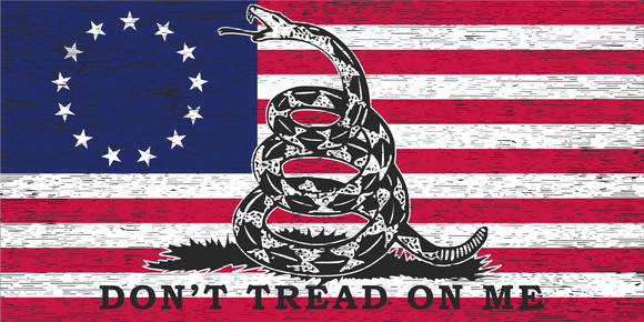 Betsy Ross Gadsden Don't Tread On Me White Snake - Bumper Sticker