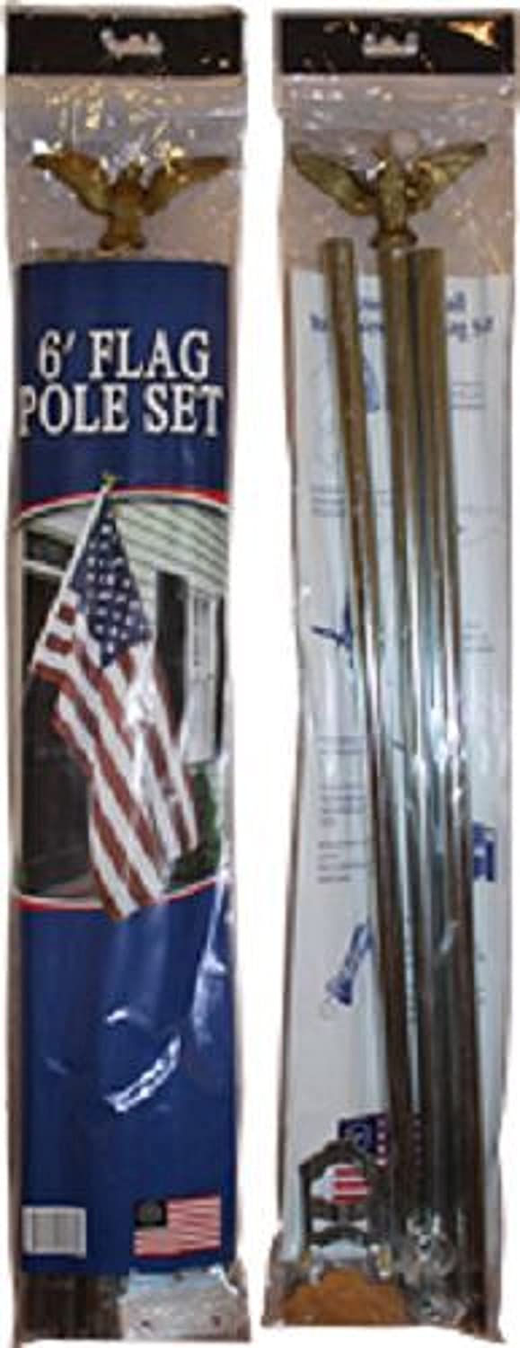 6' Foot Aluminum Flag Pole Set With Gold Eagle Decoration