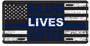 Blue Lives Matter Vintage Embossed License Plate