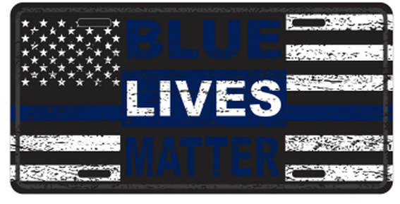 Blue Lives Matter Vintage Embossed License Plate