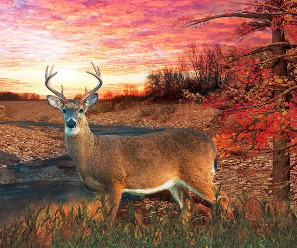 Deer Sunset Deluxe Polar Fleece Blanket