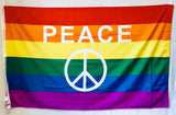 Rainbow Peace Sign Flag 3'X5' Rough Tex® 100D