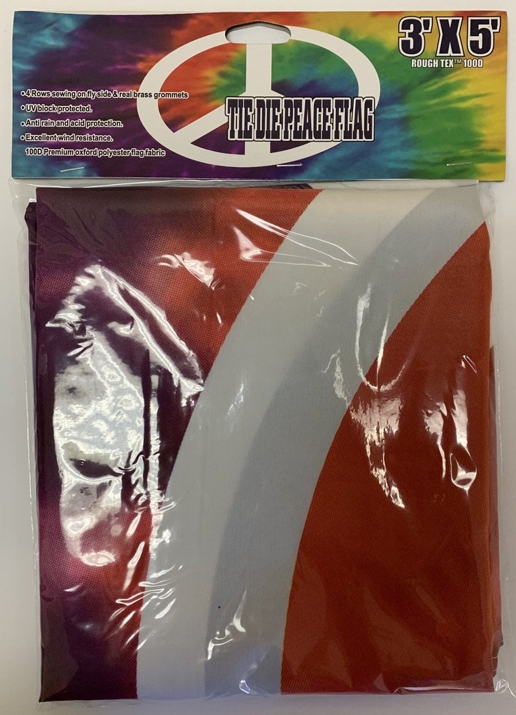 Tie Dye Peace Sign Flag 3'X5' Rough Tex® 100D