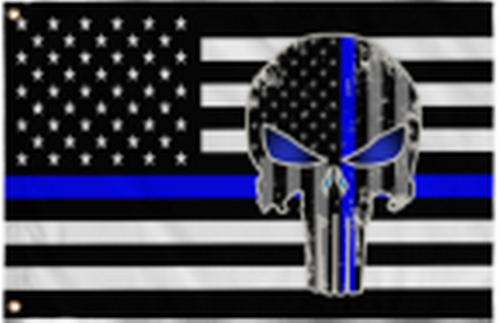 Police Punisher Blue Line 3'X5' Flag Rough Tex® 100D