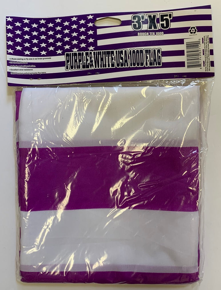 Purple & White USA 3'X5' Flag Rough Tex® 100D