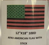 12 Afro American 12"X18" Stick Flags  - Rough Tex® 100D