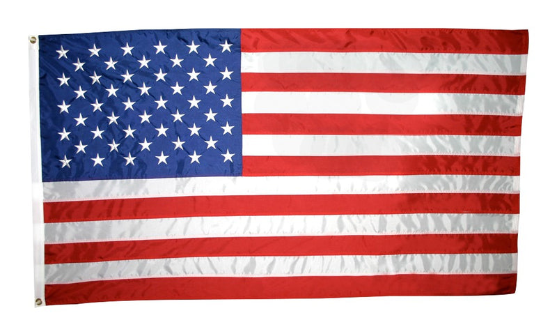 American Flag US Banner  2 1/2 x 4 ft. Nylon , with Sewn Stripes, Embroidered Stars and Brass Grommets