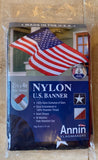 American Flag US Banner  2 1/2 x 4 ft. Nylon , with Sewn Stripes, Embroidered Stars and Brass Grommets