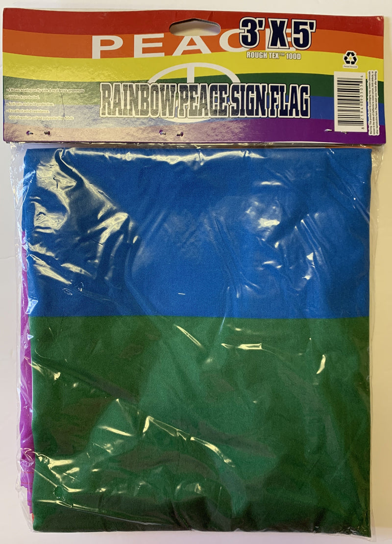 Rainbow Peace Sign Flag 3'X5' Rough Tex® 100D