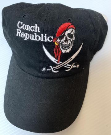 Conch Republic Pirate Black Washed Plain Brim - Cap