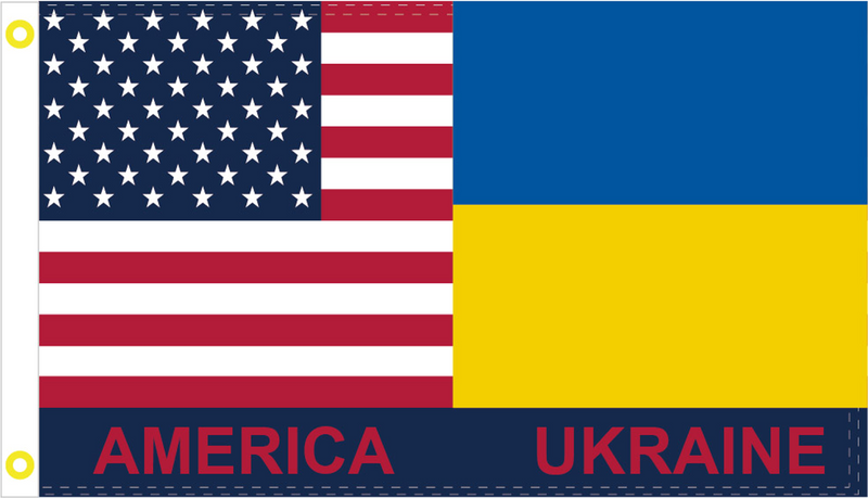 American Ukraine 3'X5' Flag Rough Tex® 100D USA Ukrainian Friendship