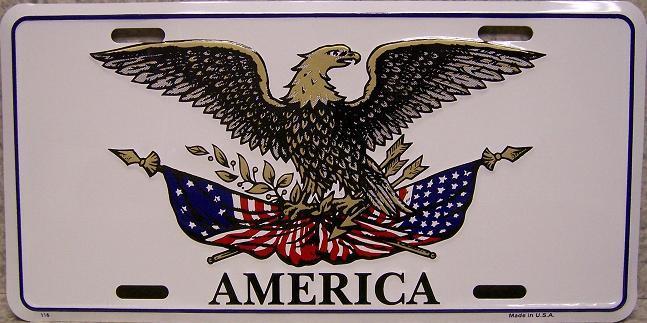 American Eagle Embossed License Plate