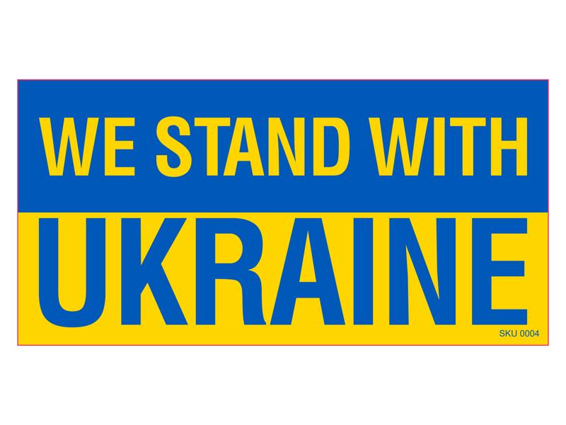 We Stand With Ukraine Official Flag Bumper Sticker Made in USA