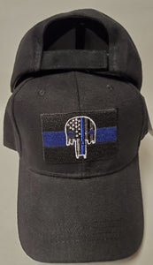 Police Blue Line Skull Cap