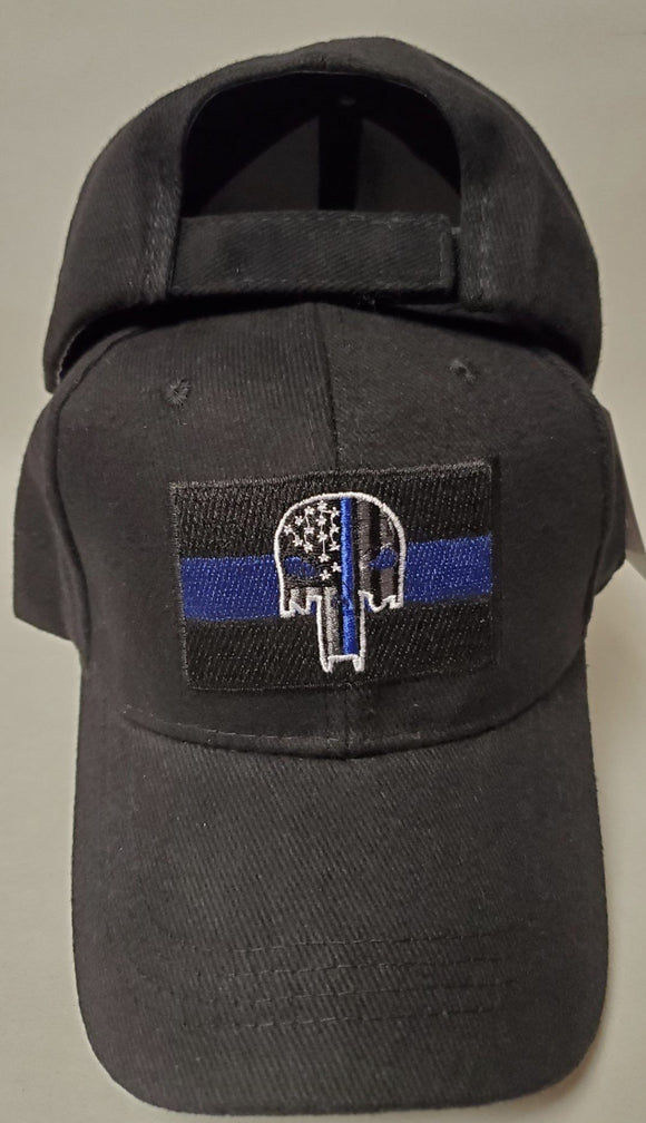 Police Blue Line Skull Cap