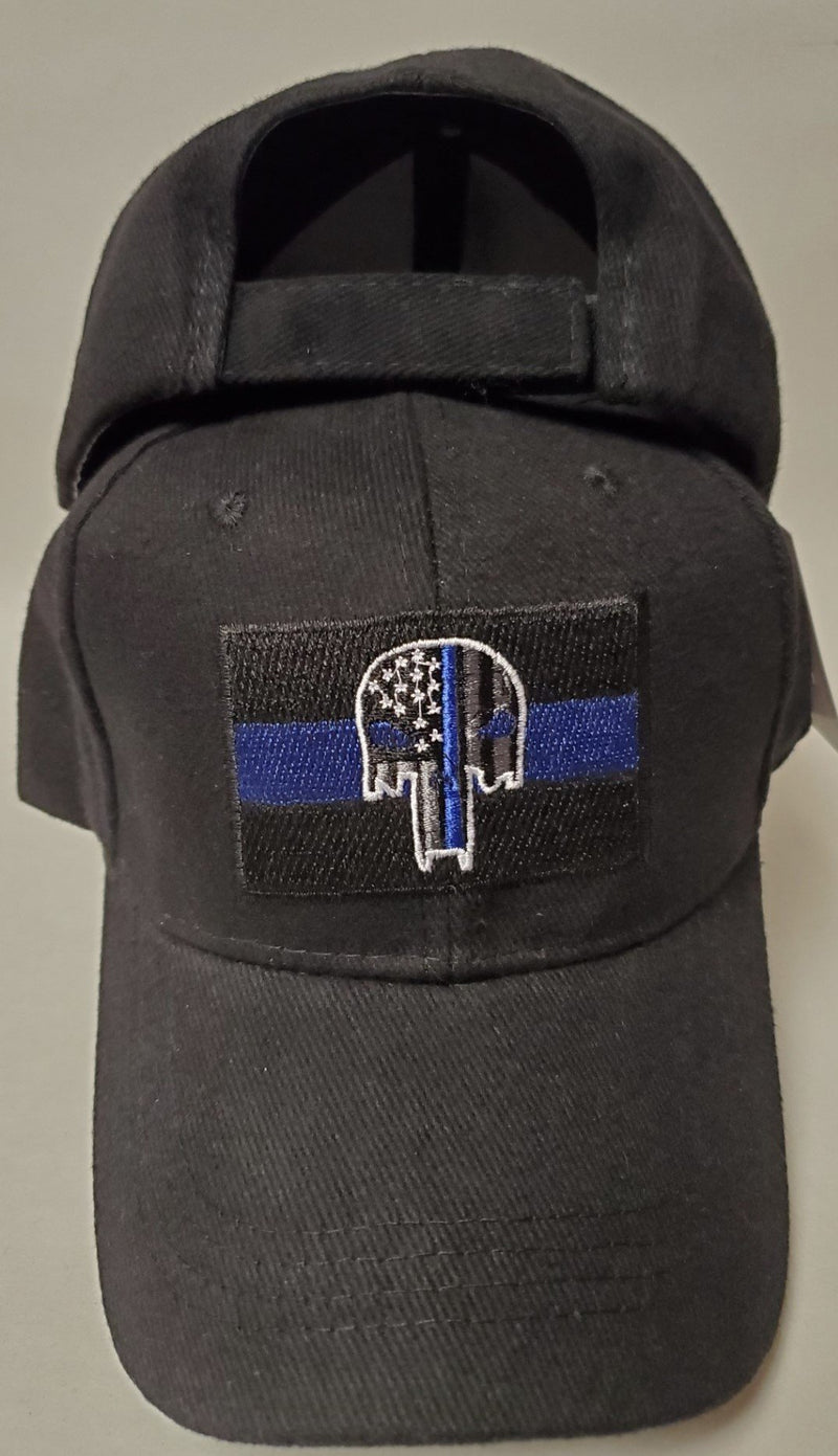 Police Blue Line Skull Cap