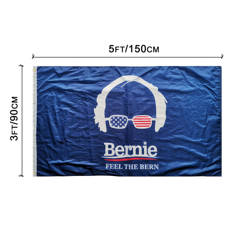 Bernie Sanders Feel The Bern Democratic Party Presidential Banner Blue Single-Sided Flag Banner 3'x5' Rough Tex® 68D Nylon