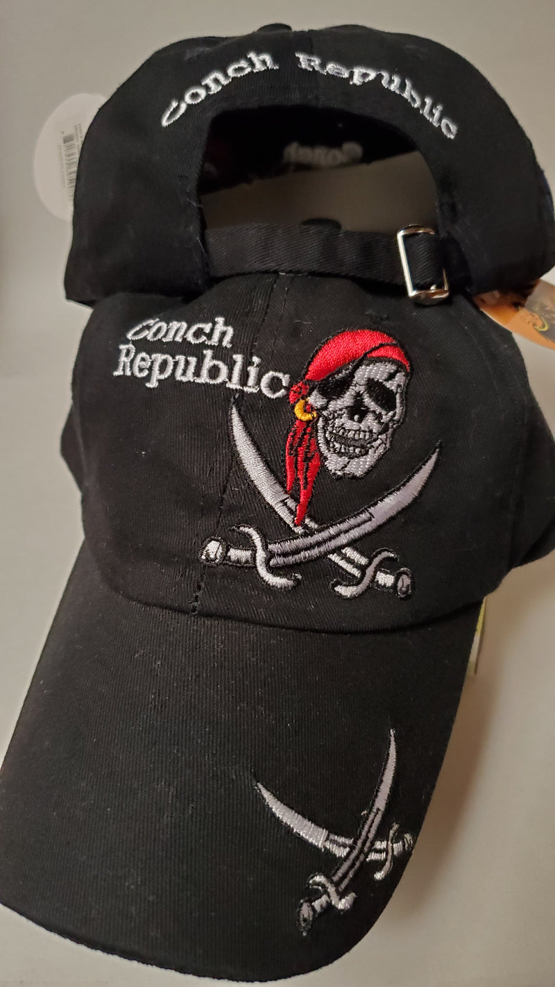 Conch Republic Pirate Crossed Swords On Brim - Cap