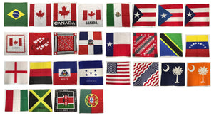 Assorted Countries Worldwide Flag Bandana Head Wraps 100% Cotton 22"X22"