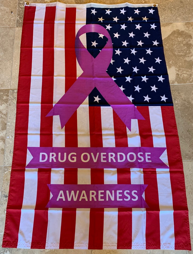 Purple Line USA Drug Awareness Flag Rough Tex® 100D 3'X5'