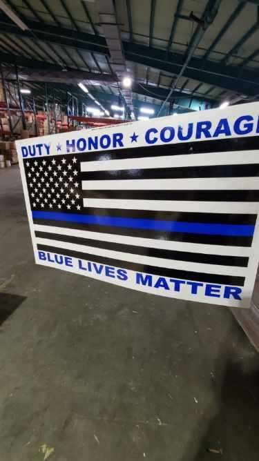 USA Police Memorial Duty Honor Courage Double Sided Yard Sign 14.5"X 23" Inches