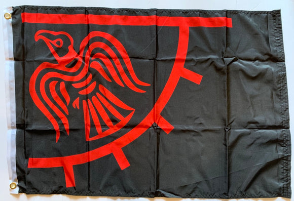 Viking Raven Red & Black Flag Rough Tex ® 2'x3' 100D