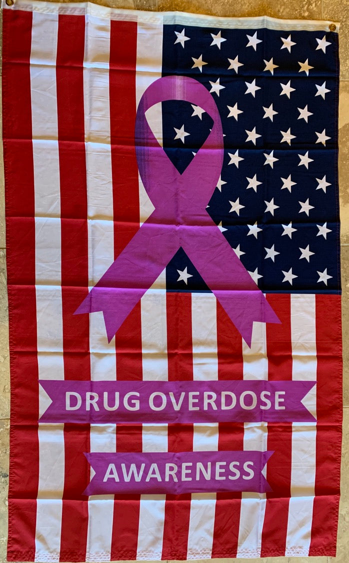 Purple Line USA Drug Awareness Flag Rough Tex® 100D 3'X5'