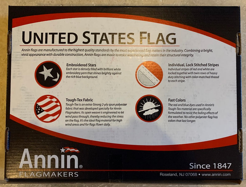 United States Flag 3'X5' Tough-Tex® 100% Two-Ply Polyester Annin Flagmakers®