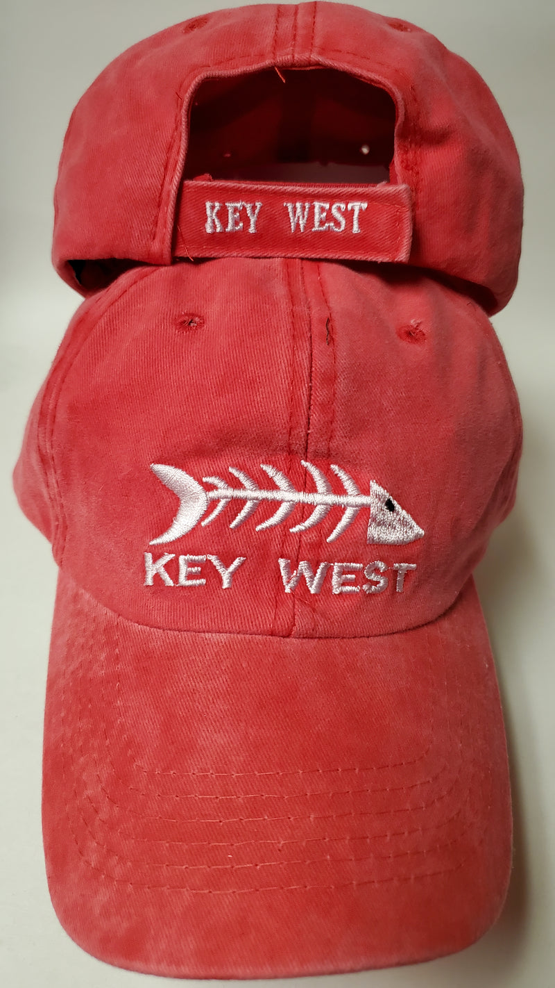 Fish Bones Red Key West On Back - Cap