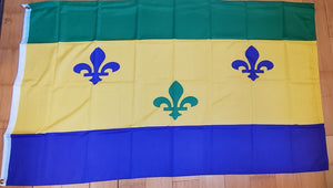 3'X5' FRENCH QUARTER FLEUR DE LIS FLAG 100D ROUGH TEX ® MARDI GRAS