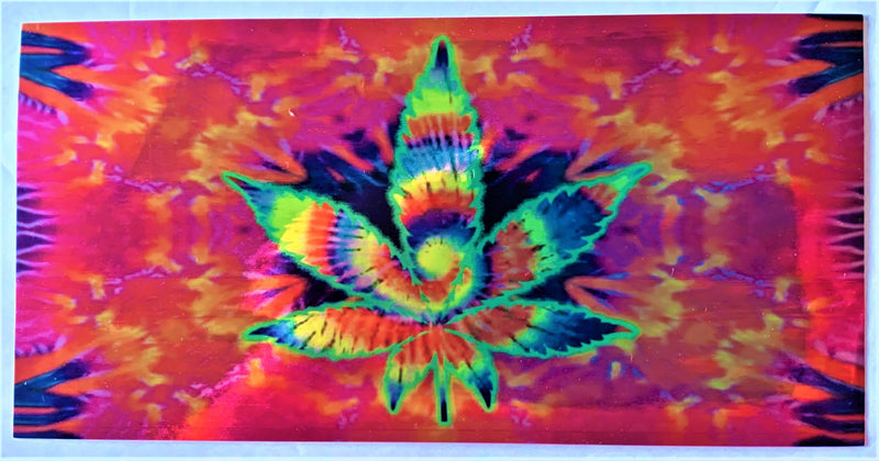 Tie Dye Leaf Holographic Psychedelic Chrome Bumper Sticker