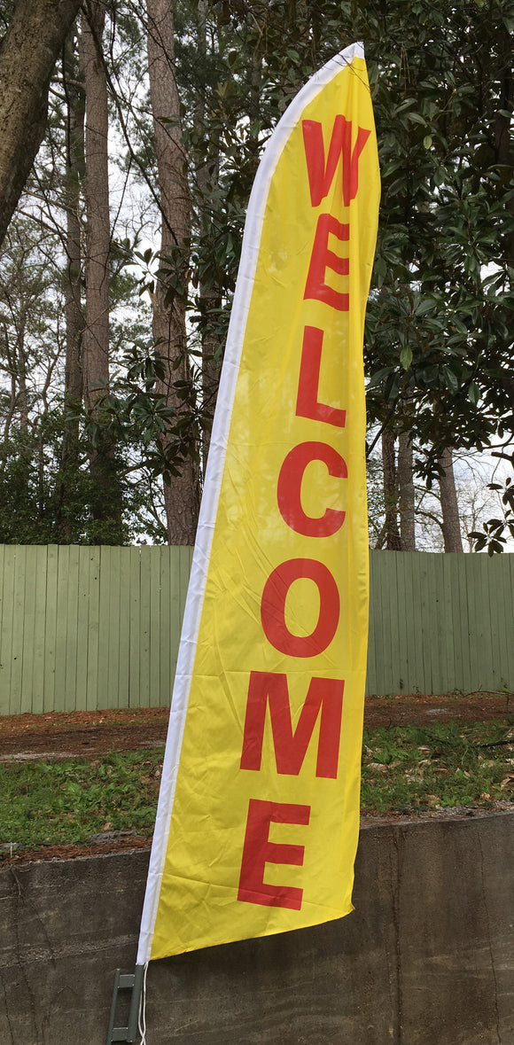 Welcome Red and Yellow Swooper Flag