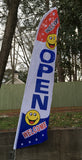 Open + Smiley Swooper Flag