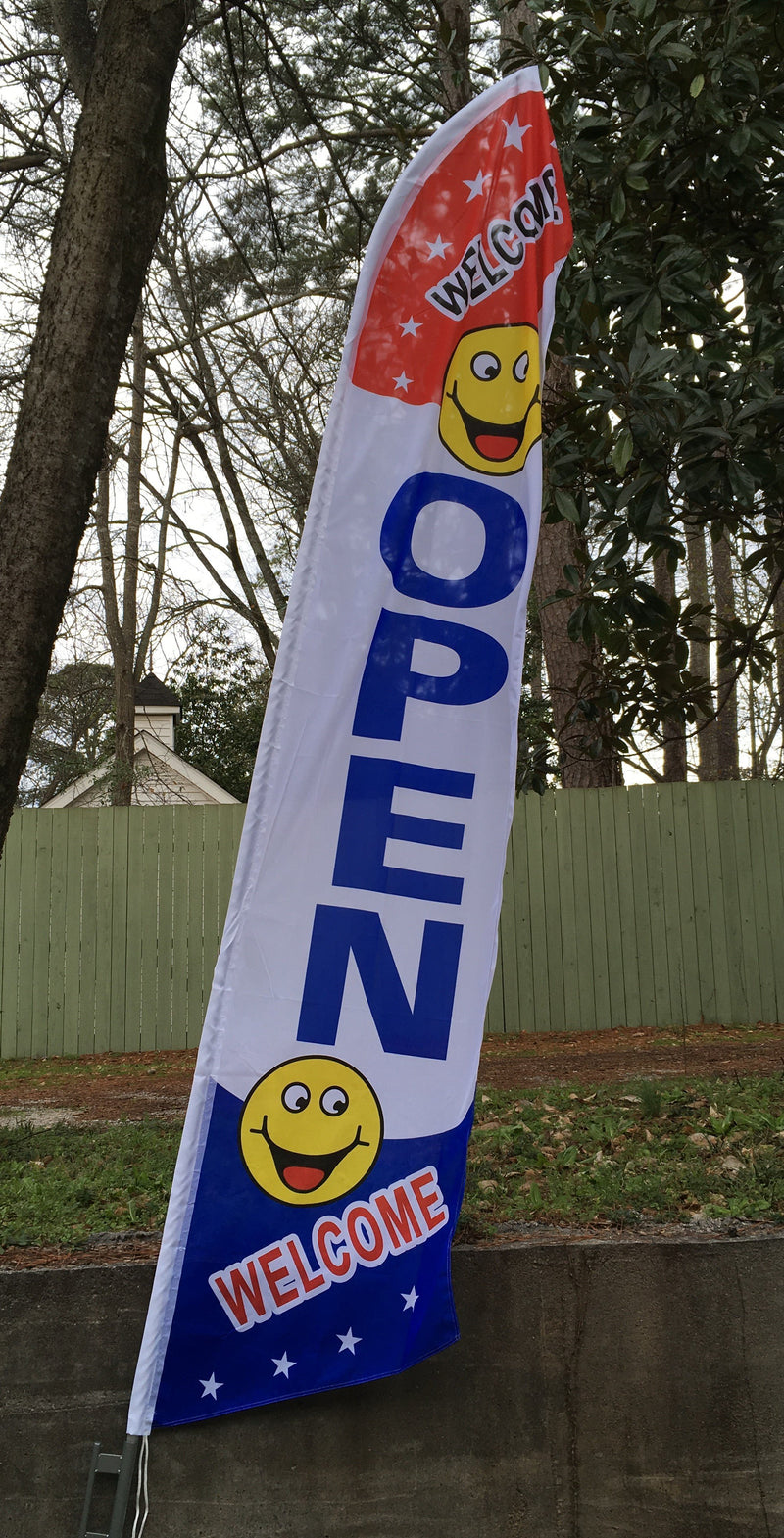 Welcome Open Smiley Flag