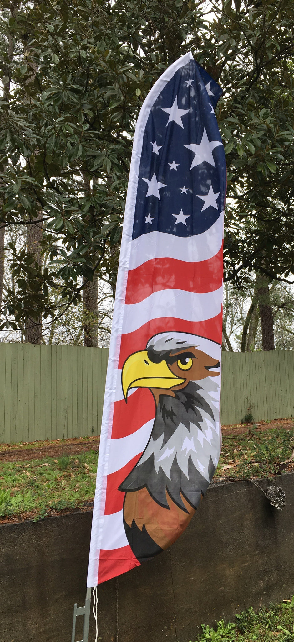 11.5 Ft Patriotic Eagle Feather Flutter Flag With Pole Kit - USA Advertising Banner