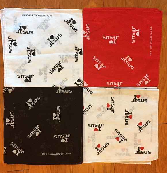 Variety Of I Love Jesus Christian Bandana Head Wraps In Four Design 100% Cotton 22