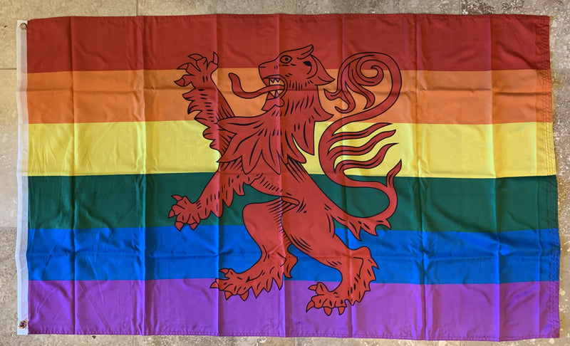 Rainbow Scotland Rampant Lion Pride Flag 3'x5' Flag Rough Tex® 100D
