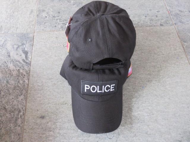 POLICE CAP WITH USA FLAG ON SIDE