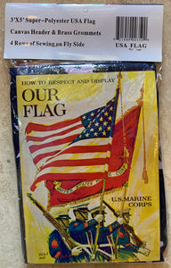 Made In The USA American Super Polyester 3'X5' Flag With Instruction Booklet Included