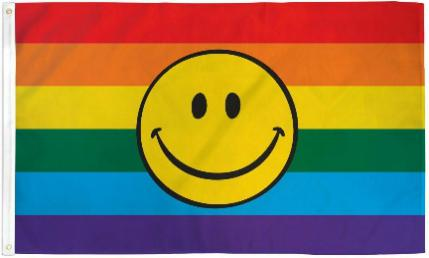 3’X5’ 68D NYLON RAINBOW SMILEY FACE FLAG PRIDE HAPPY FACE EMOGIE
