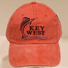 12 KEY WEST CAP WASHED FADED ORANGE MARLIN caps sold by the dozen