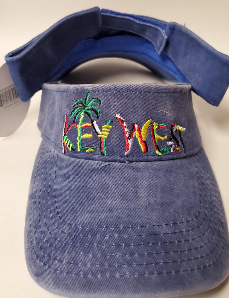 Key West Blue Pigment With Palm Trees- Visor