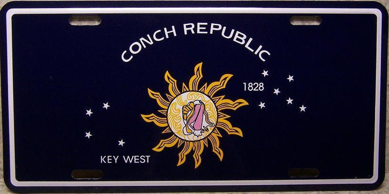 Conch Republic Black Embossed License Plate