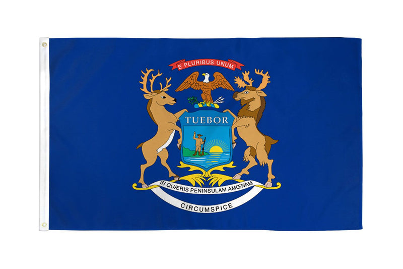Michigan 12"x18" State Flag (With Grommets) ROUGH TEX® 68D Nylon