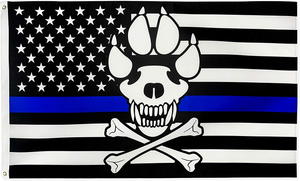 POLICE MEMORIAL K9 SKULL & PAW 3'X5' Flag Rough Tex® 100D