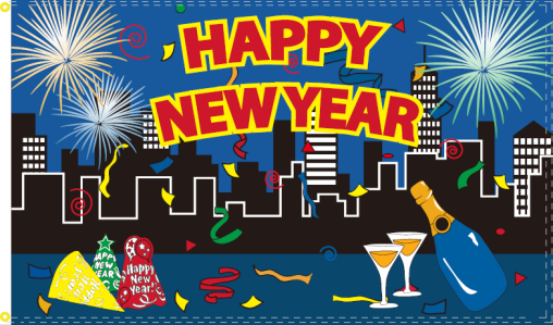 Happy New Year City Flag - 3'x5' Rough Tex® 100D