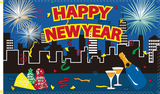 Happy New Year City Flag - 3'x5' Rough Tex® 100D