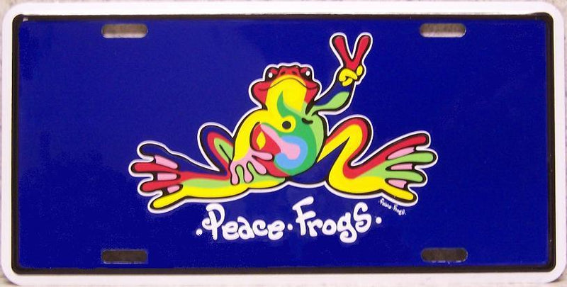 Peace Frogs Embossed License Plate