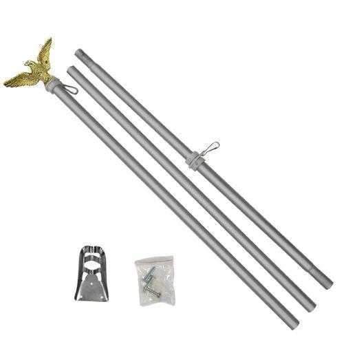 6' Foot Aluminum Flag Pole Set With Gold Eagle Decoration