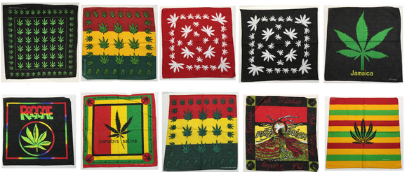 Assorted Weed Themed Bandana Head Wraps 100% Cotton 22